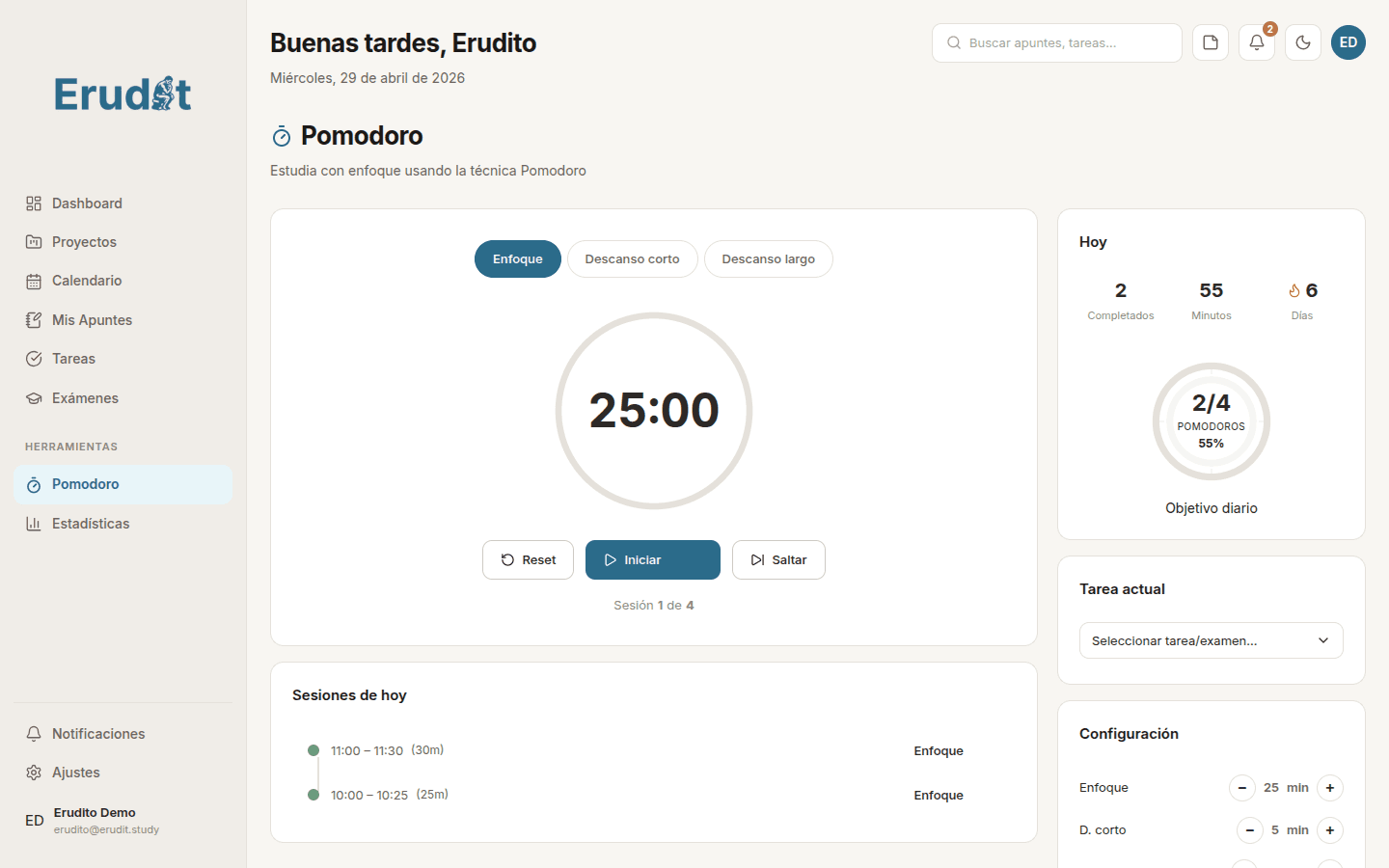 Pomodoro integrado