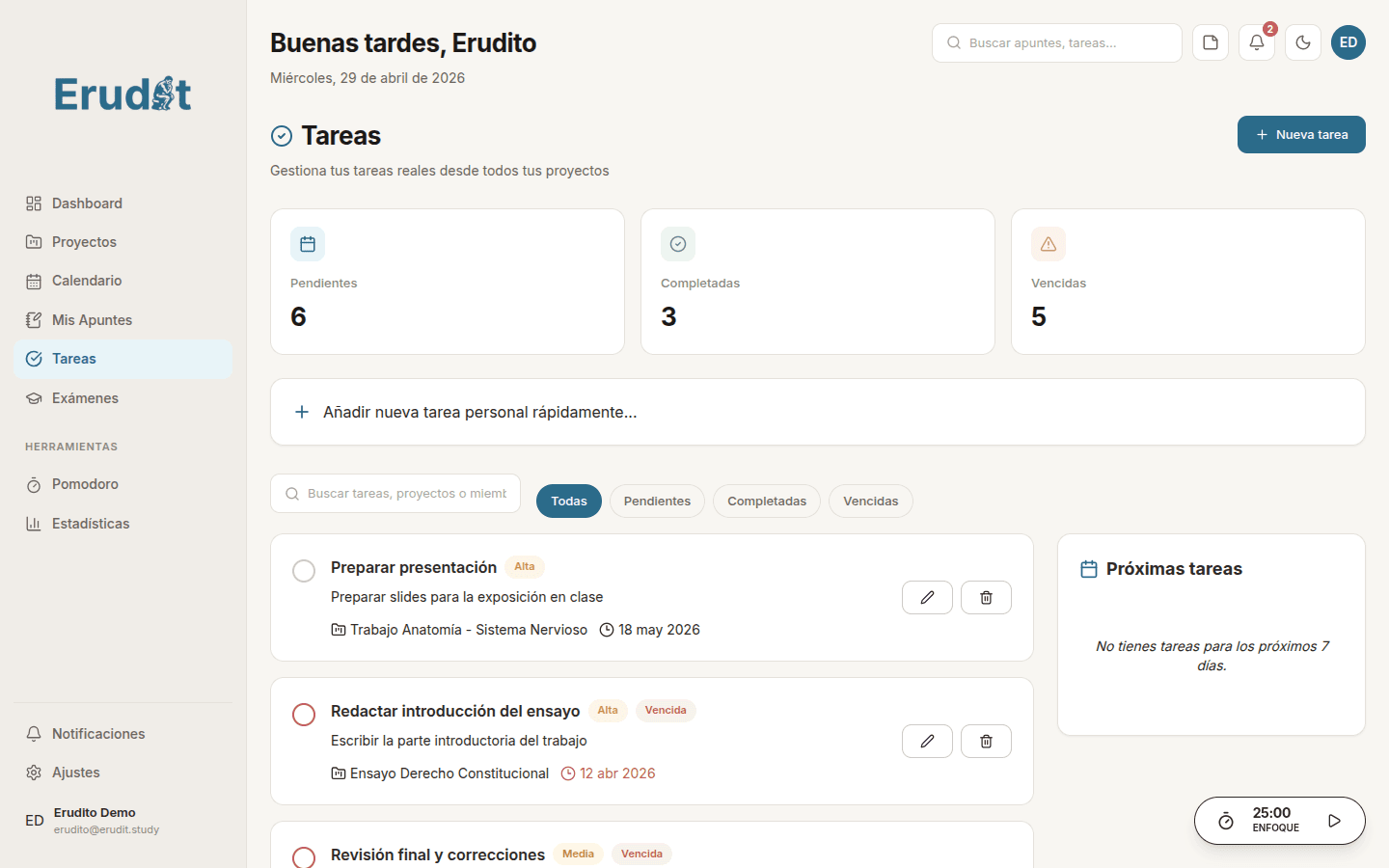 Gestión de tareas